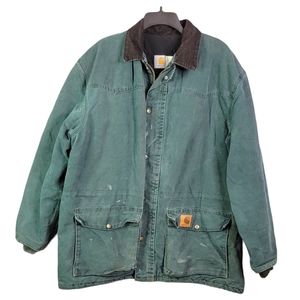 Carhartt C08HTG Vintage Union USA Santa Fe Ranch Corduroy Collar Green Coat L